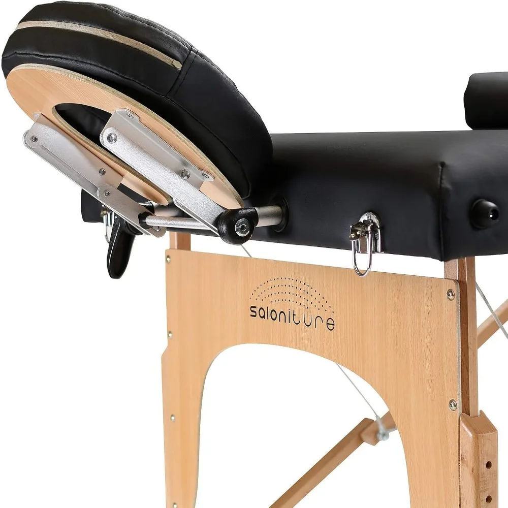 Saloniture Professional Portable Massage Table with Backrest - Black