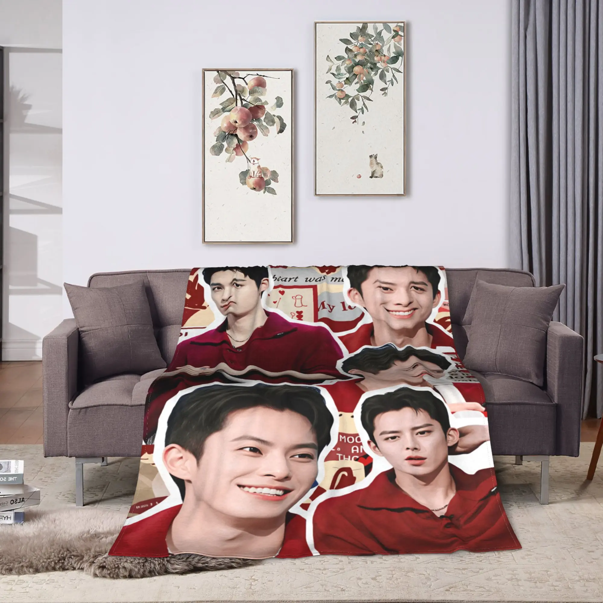 Soft Cozy Throw Blanket Plane Travel Wang Hedi Dylan Wang Actor Blankets  Flannel Bedspread  Living Room Novelty Sofa Bed Cover