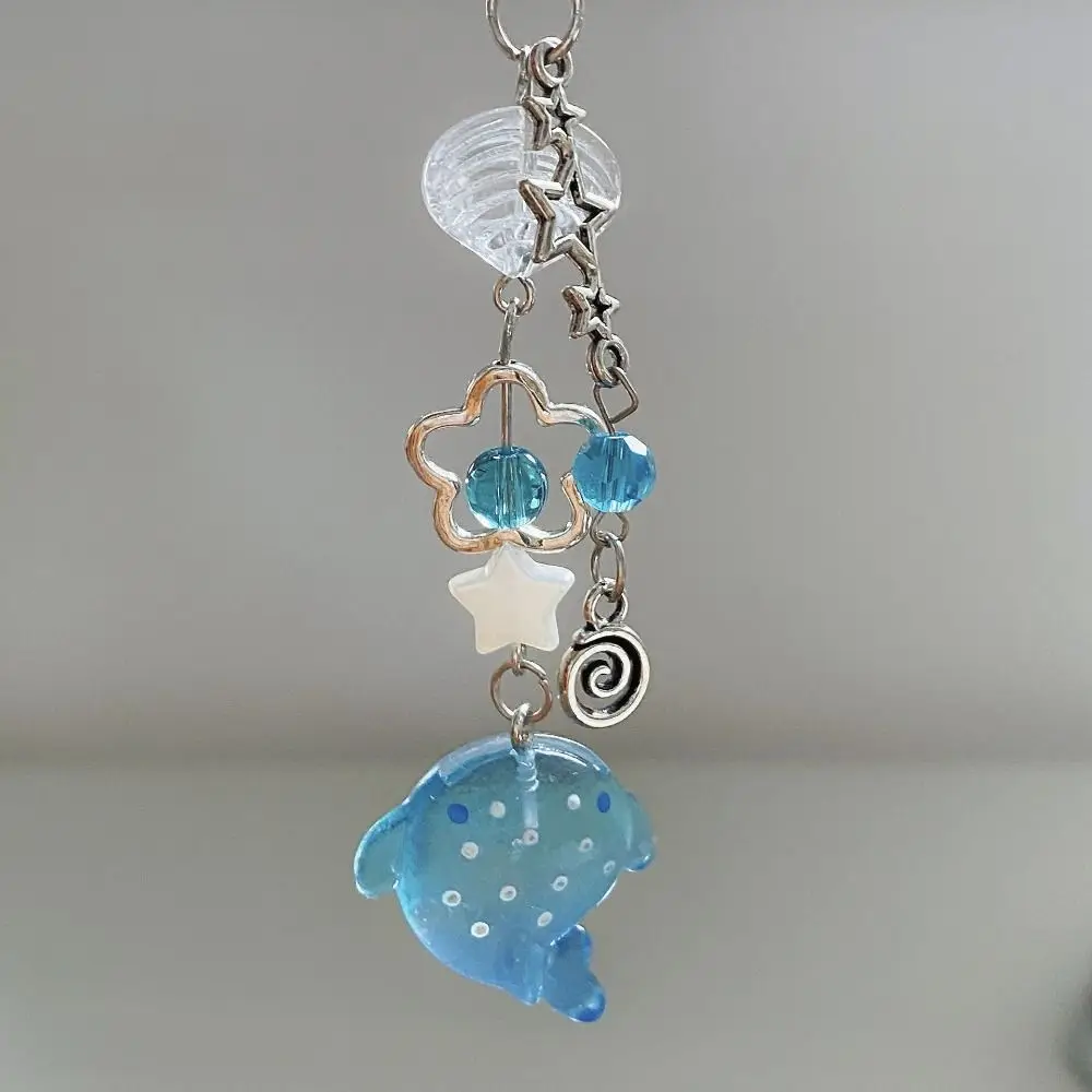 Ocean Theme Mobile Phone Chain Marine Animal Beaded Keyring Shark