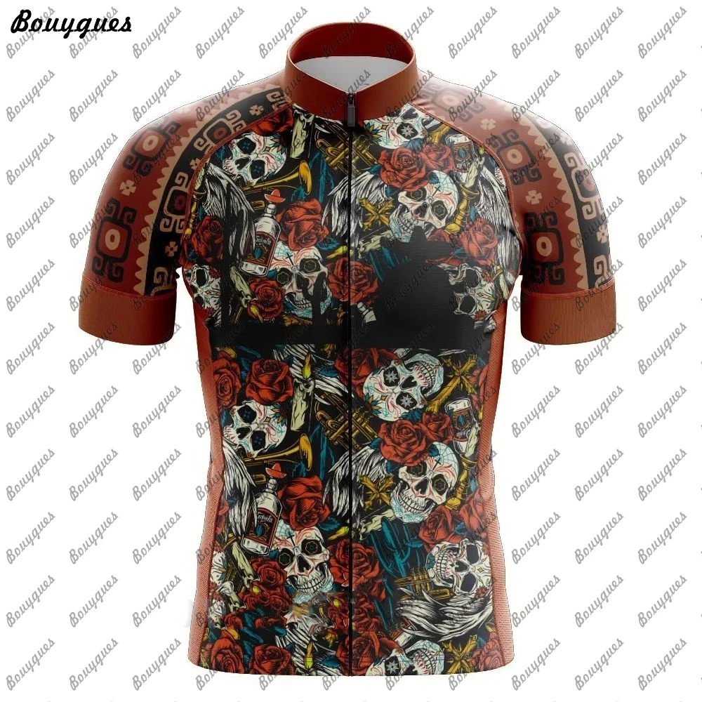 2023 NEW SKULL Cycling Jersey MTB Maillot Bike Shirt Downhill Jersey High Quality Pro Team Tricota Mountain Bicycle Clothing