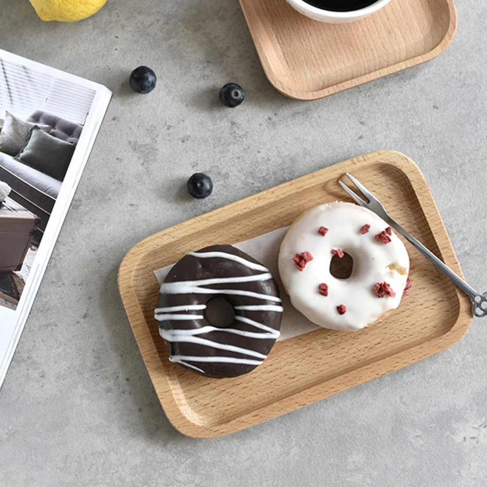 

1pcs Solid Wood Tray Natural Food Serving Tray For Kitchen Dining Table Decoration Bread Dessert Storage Use Wooden Dinner