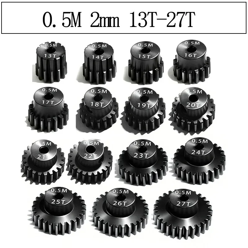 

M0.5 Motor Gears Pinion 2mm Aperture 13T - 27T for 1/18 1/24 RC Model Car Buggy Truck Crawler Accessories