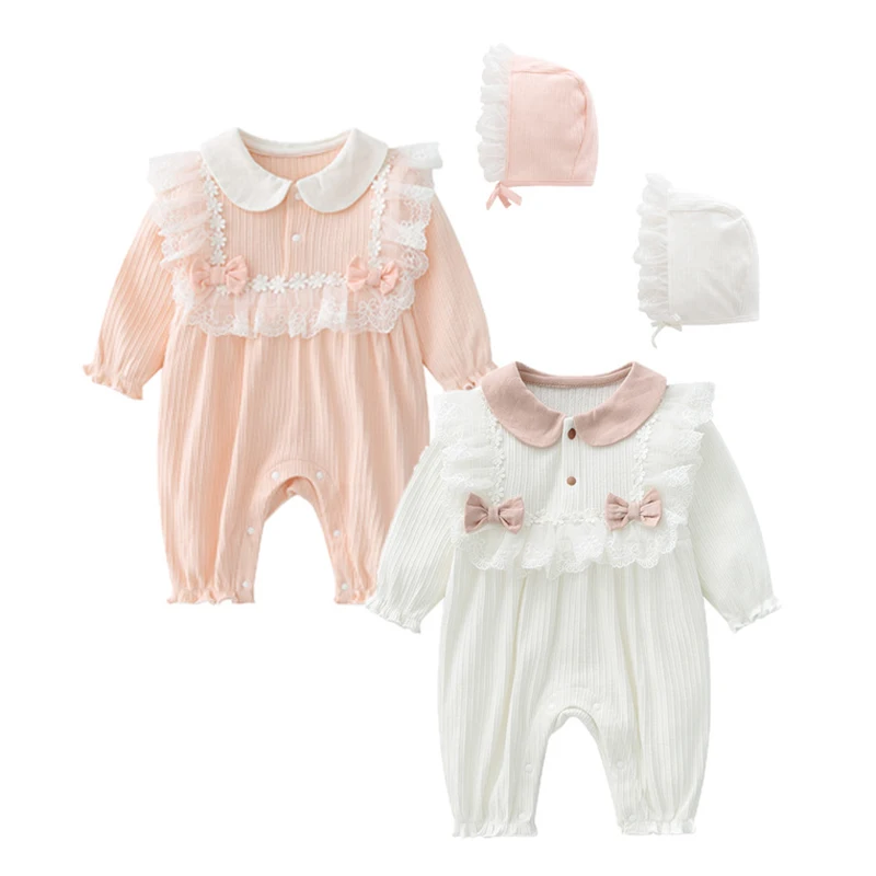 

Autumn Spring Infant Baby Girls Jumpsuit Long Sleeved Cotton Lace Stitching 0-12M Toddler Baby Girl Romper Children Clothes