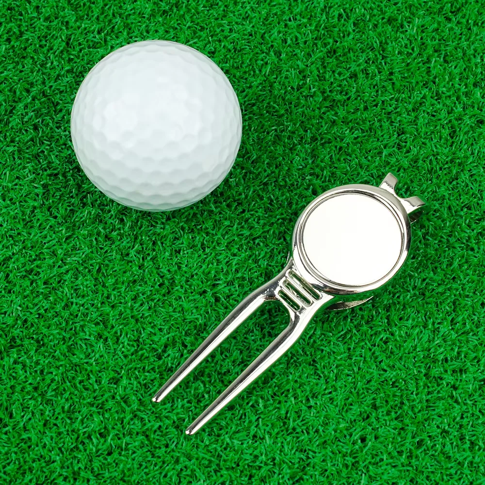 CRESTGOLF Strumento di riparazione Divot da golf Forchetta verde da golf in metallo premium Regalo magnetico perfetto per golfisti Accessori in argento