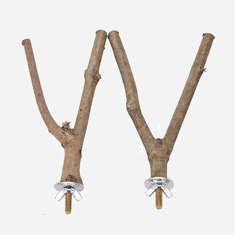 

1Pc Hamster Branch Perches For Bird Cage 15cm Pet Parrot Raw Wood Fork Tree Branch Stand Rack Toy