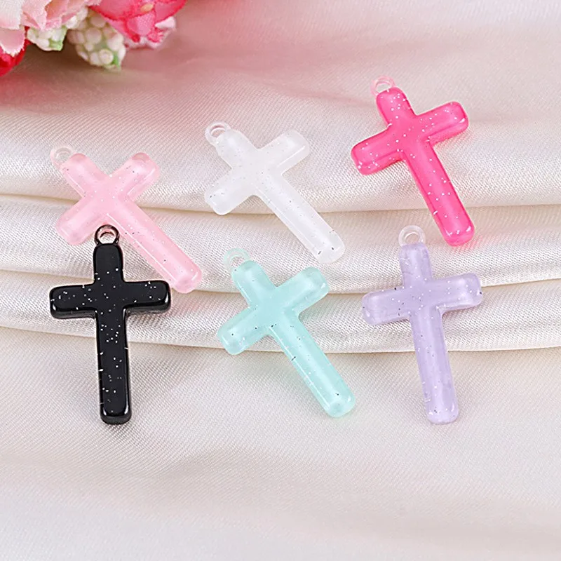 6pcs DIY earring pendant Flatback resin cross charms Jewelry necklace pendant for earrings diy Keychain parts view 2