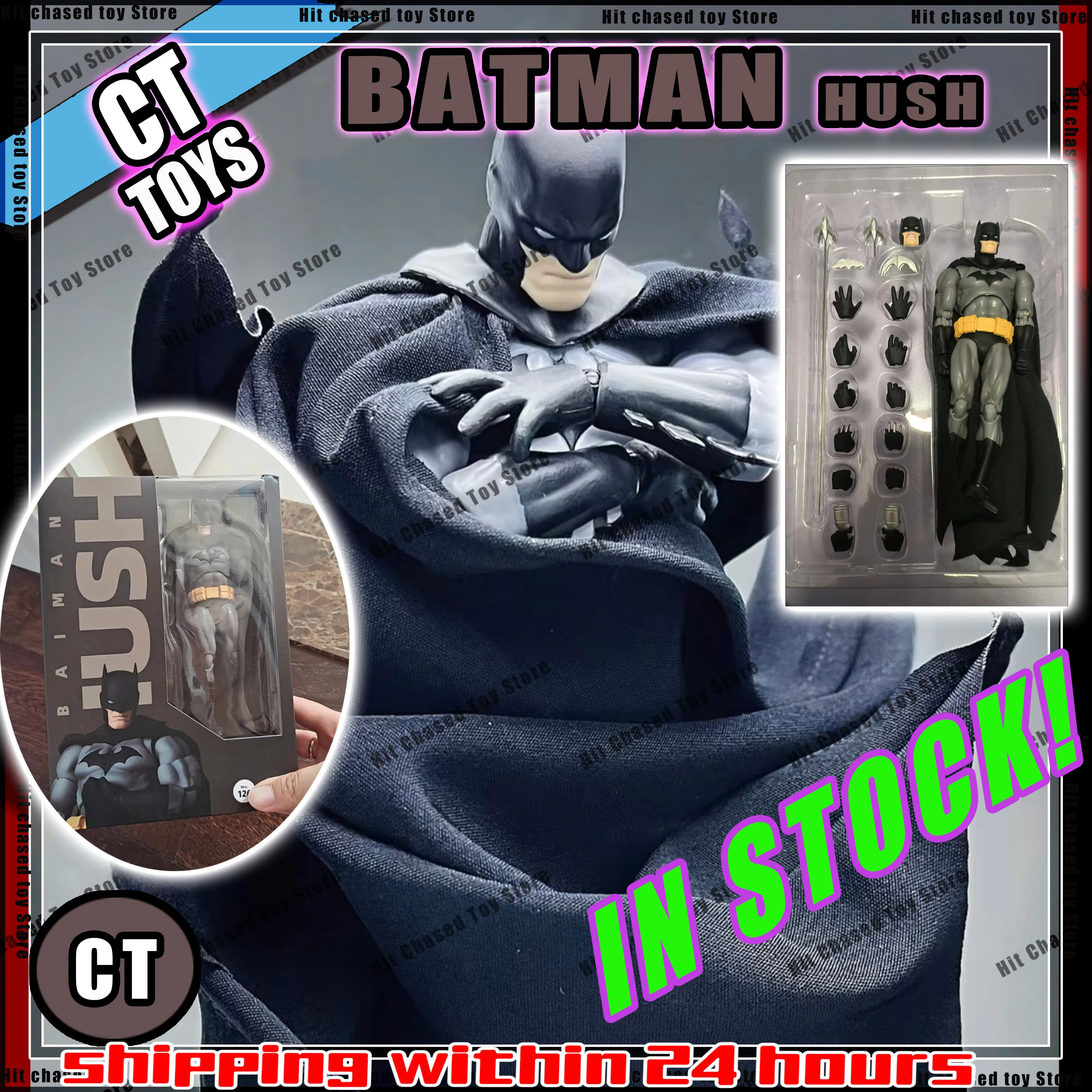 

In Stock Ct Toys Batman Hush Mafex 126 Black Version Bat Man Dc Anime Action Figure Figurine Statue Model Custom Gift Kid Toys