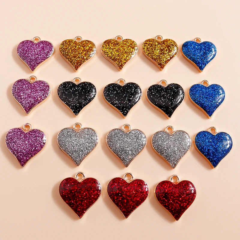 20pcs 16x17mm Cute Colorful Enamel Love Heart Charms Pendants for Drop Earrings Necklaces Bracelets DIY Crafts Jewelry Making