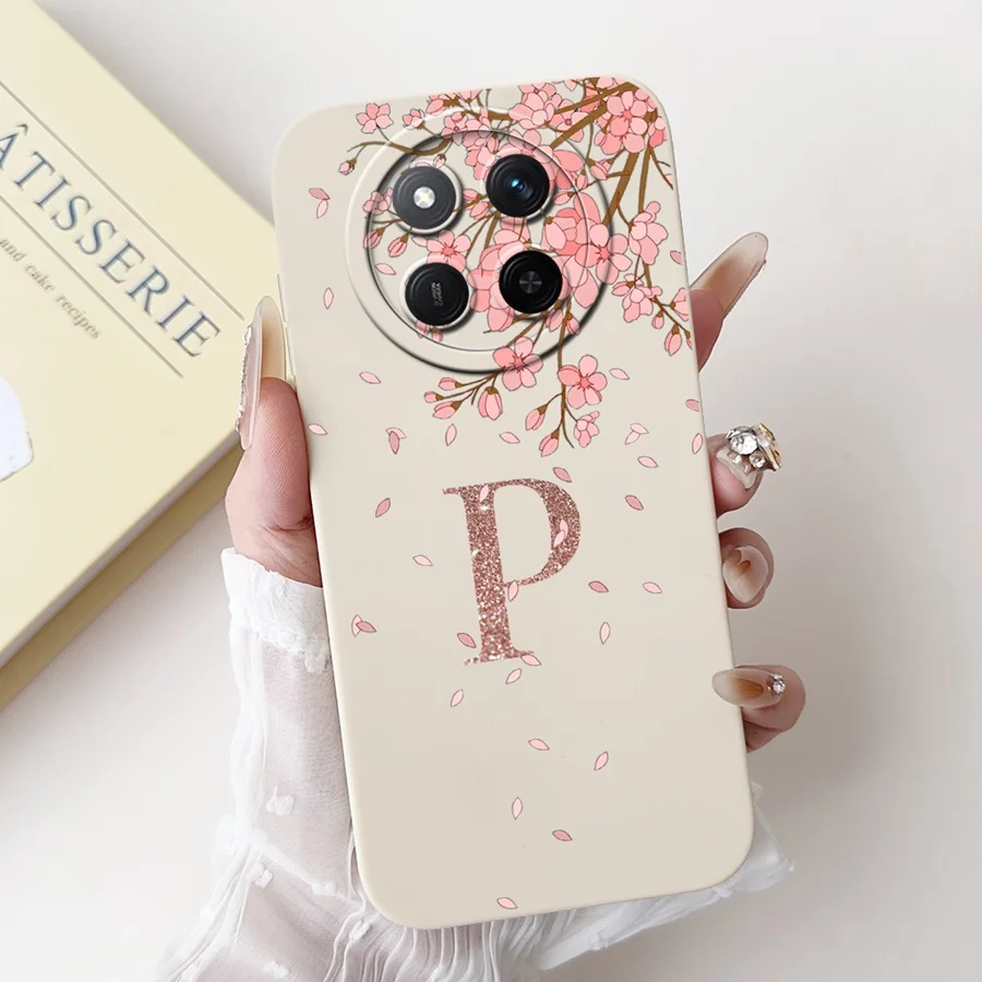 For Honor X9c Case Flower Crown Initial Letter Soft Silicone Back Case For Honor X60 Pro Phone Couqe for HonorX60 Pro Fundas
