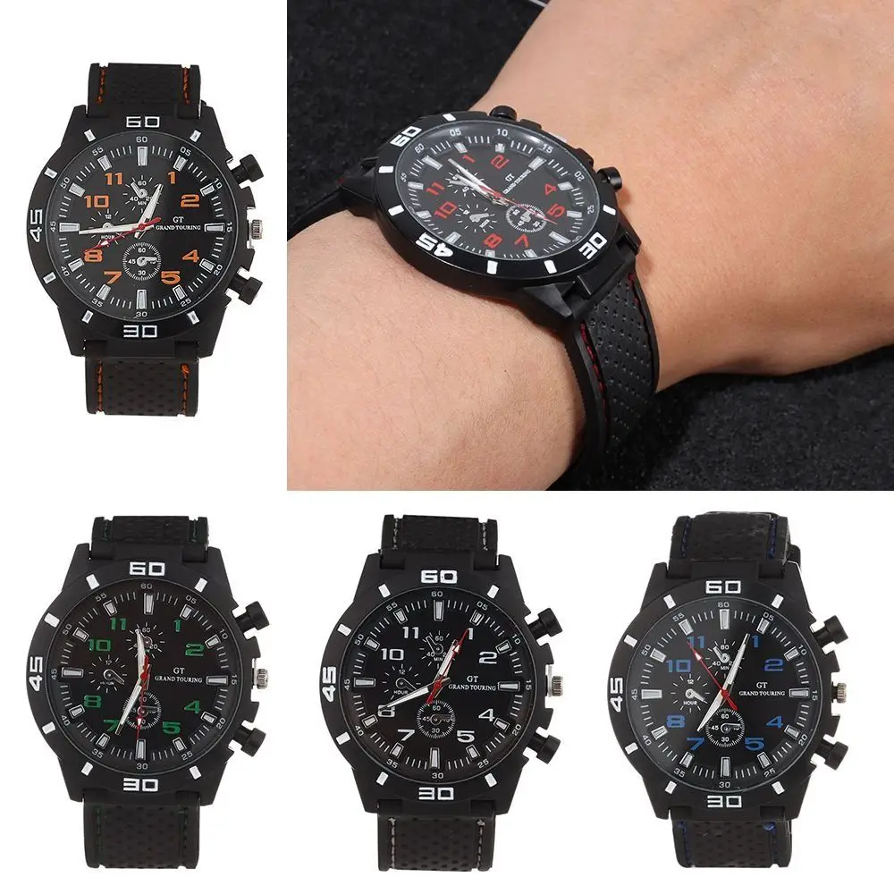 High Quality Mens Silicone Strap Sports Watch Quartz Watches Quartz Wristwatches Wristwatches