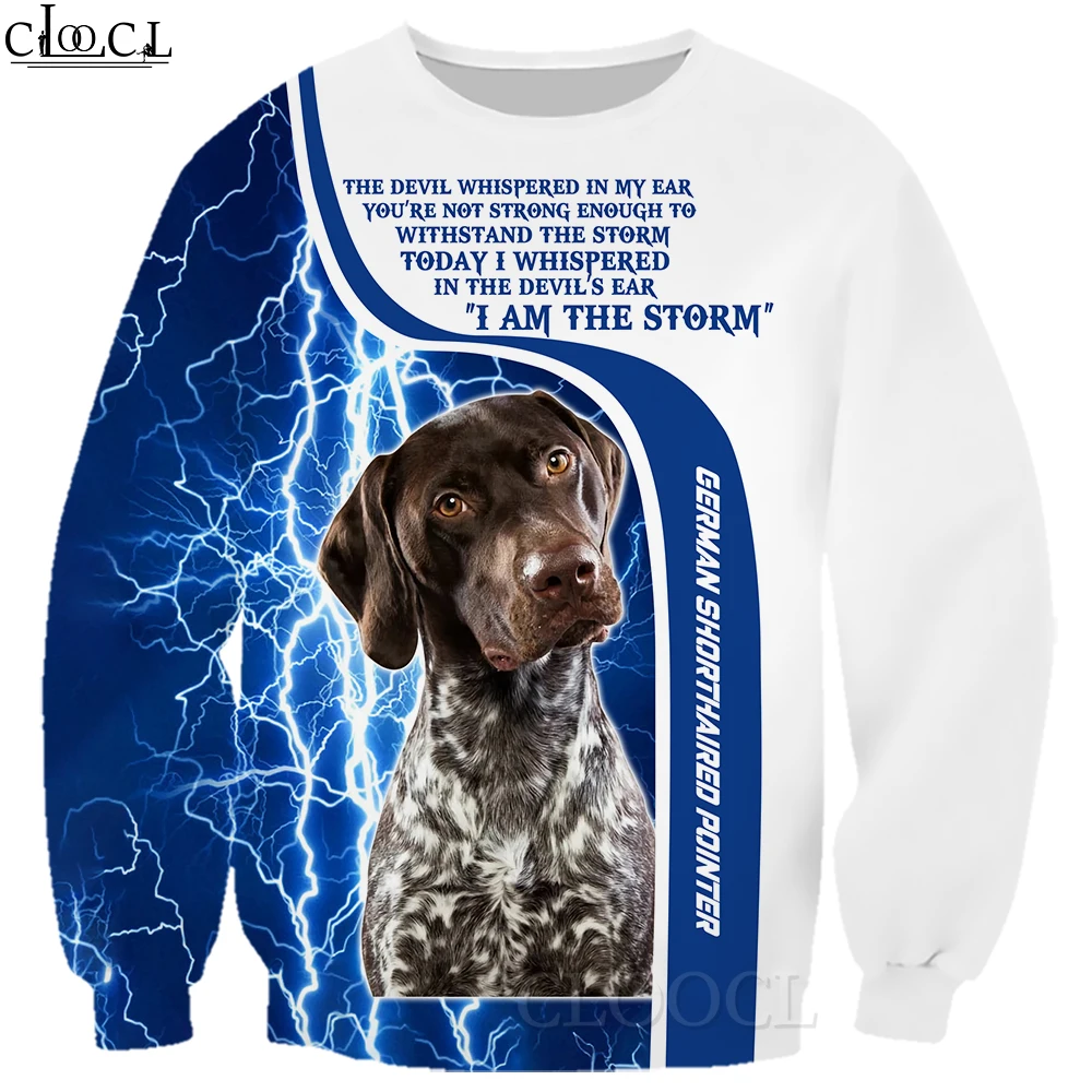 

HX Animal Dog Sweatshirts Germen Shorthaired Pointer 3D Printed Hoodie Zipper Coats Men Sportwear Boys Girls Streetwear