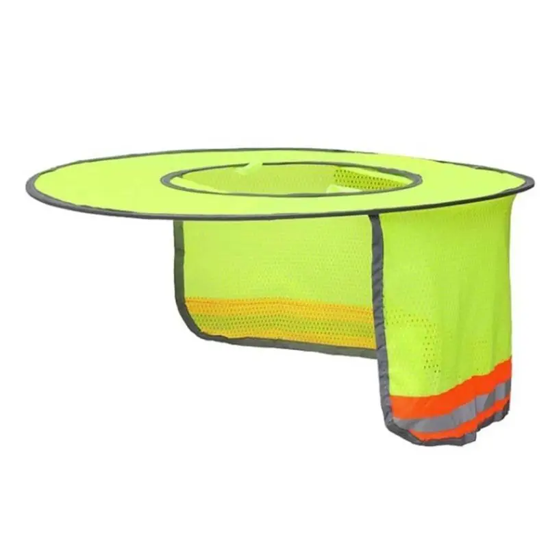 39BD Safety Helmet-Sunshade with Neck Shield Wide Brim Neck Protect Sun Shade for Hardhat Foldable High Visibility Mesh-Visor