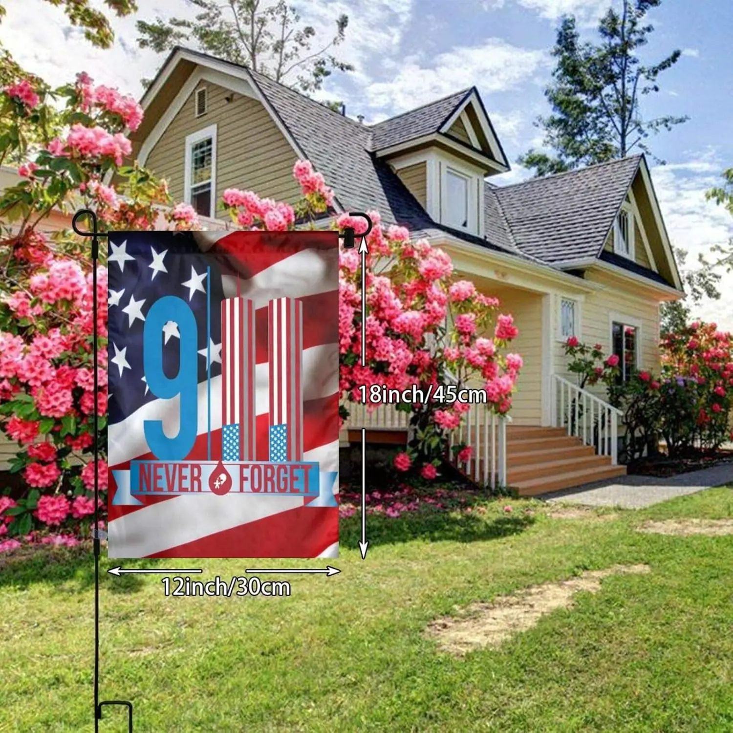 Outdoor 12x18 Inch Garden Flag Double Sided 9/11 Newer Forget Decorative Flag Fade Resistant Banner For Yard Lawn Home Decor