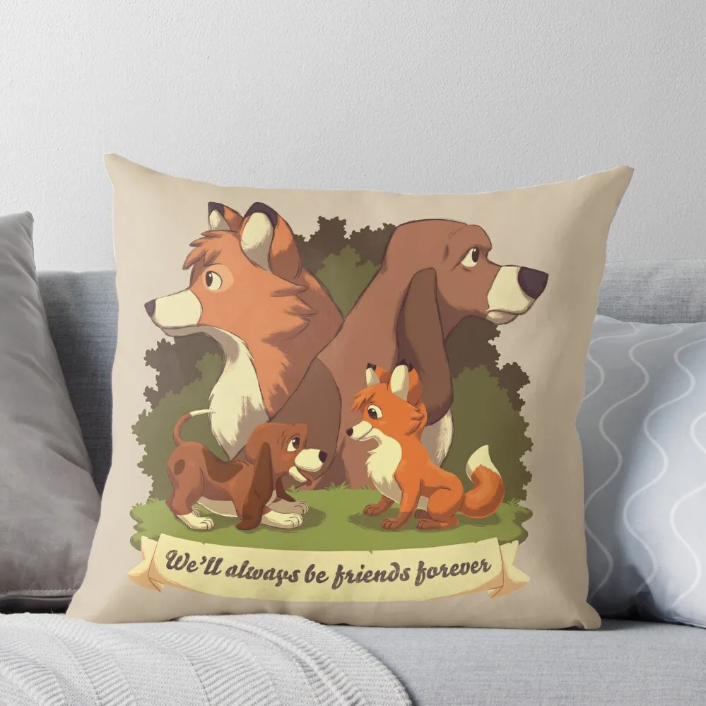 

We ll Always Be Friends Forever // Red Fox, Hound Dog, 80s Kid, BFF Throw Pillow Pillowcases Decorative Sofa Cushions