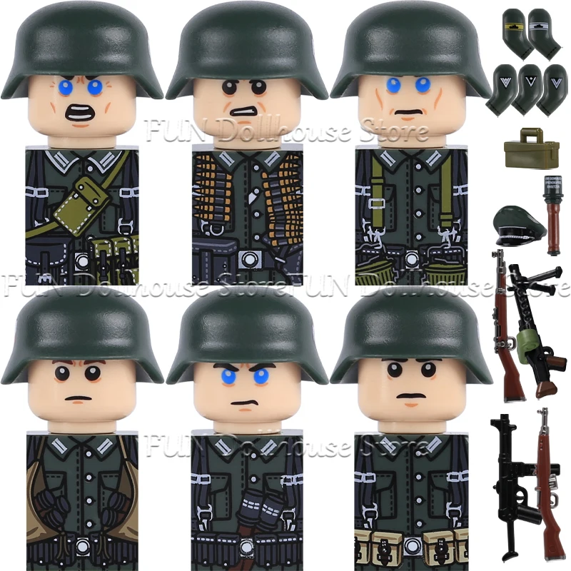Winter Snow German Sniper Soldiers Figures Military Arms Accessories Building Blocks Army Infantry Officer Model Bricks Boy Toys
