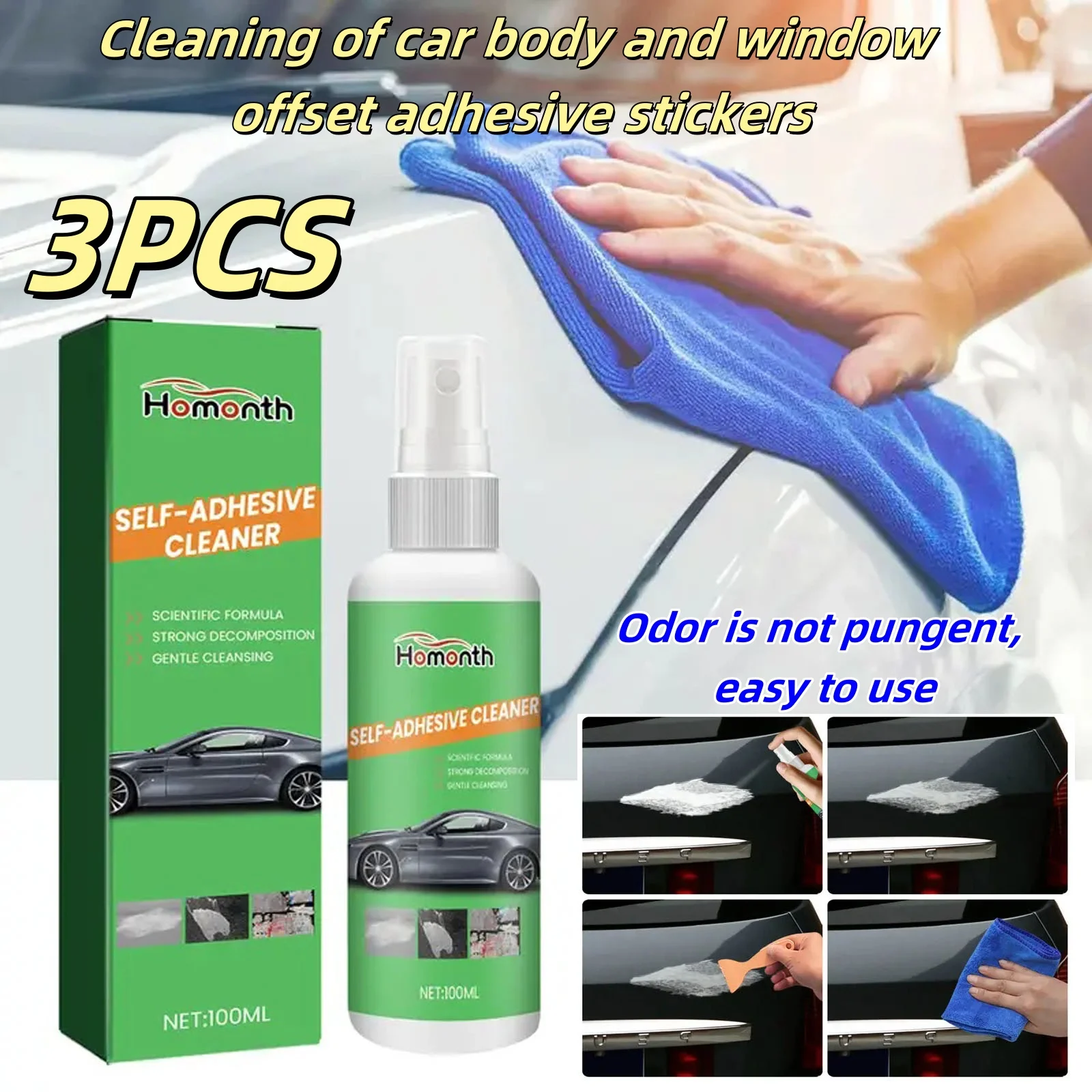 3PCS Car Unloading Spray Adhesive Safety Remover Adhesive Label Removal Car Paint Household Glass Cleaning Adhesive Residue