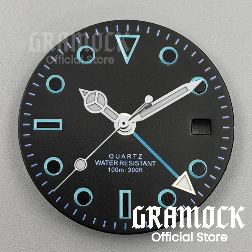 GRAMOCK Men's 29mm GMT 515 Quartz Pink Green Black Blue Watch Dial With Four Watch Hands Luminous Fit RONDA 515 Quartz Movement image 2