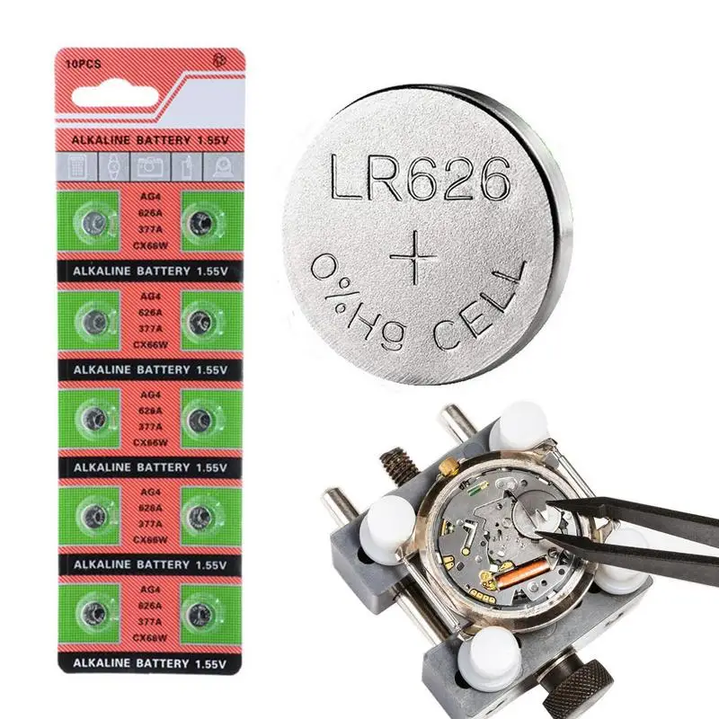 10pcs LR626 LR44 AG4 1.55V Alkaline Watch Button Battery AG4 377A 377 LR626 SR626SW SR66 LR66 For Toy Calculator Car Key Clock