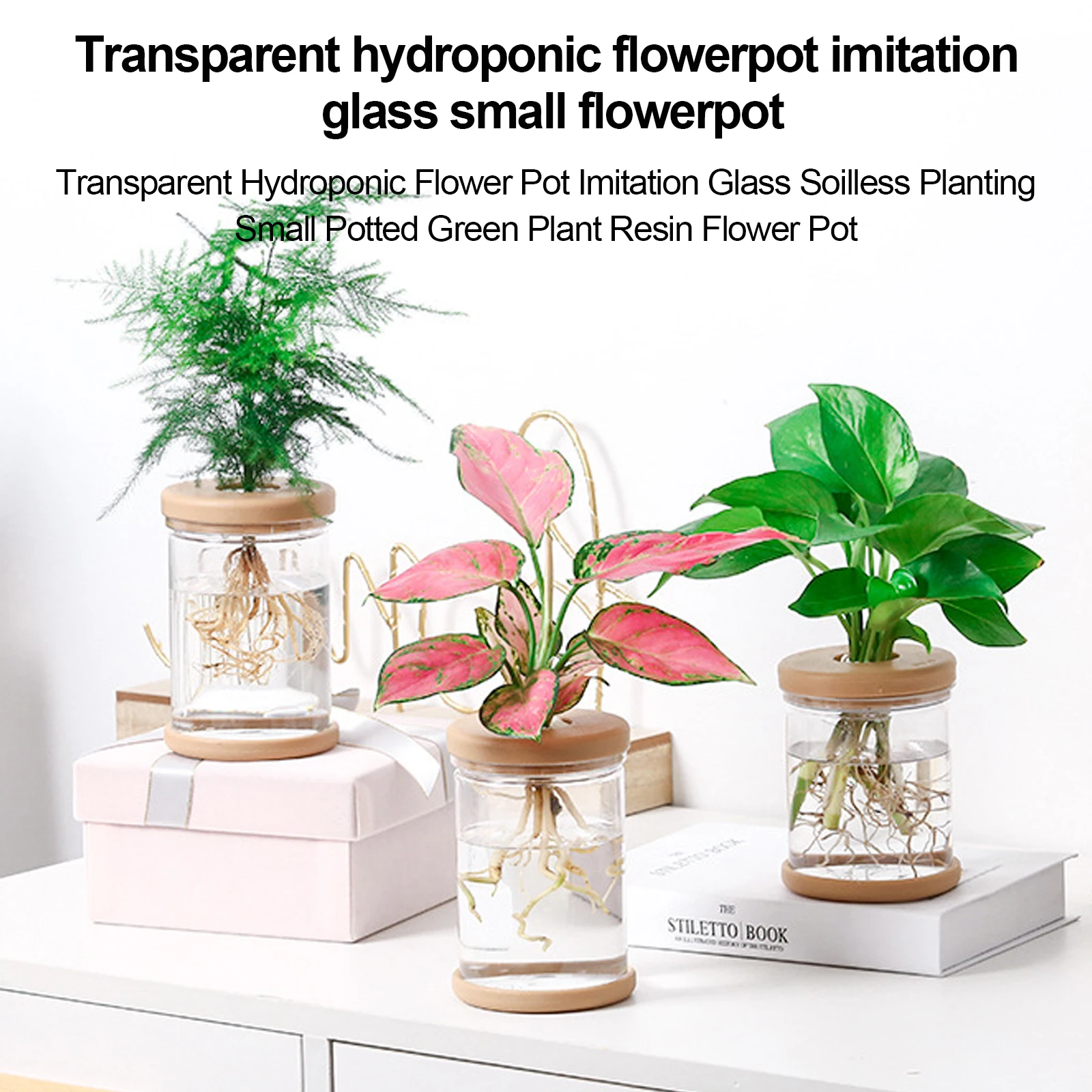 Mini Hydroponic Flower Pot Home Vase Decor Transparent Imitation Glass Soilless Plant Pots Green Plants Pot For Home Decoration