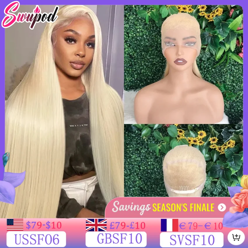 Full Wig 100% Human Hair 250 Density 613 Blonde Preplucked Straight Full Human Hair Wig Real Glueless Hd Lace Frontwig