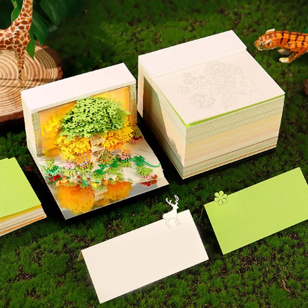 

2026 New Year Novel Gift 3D Notepad Sakura Treehouse 3D Memo Pad Block Note Offices Paper Notes Desktop Decor