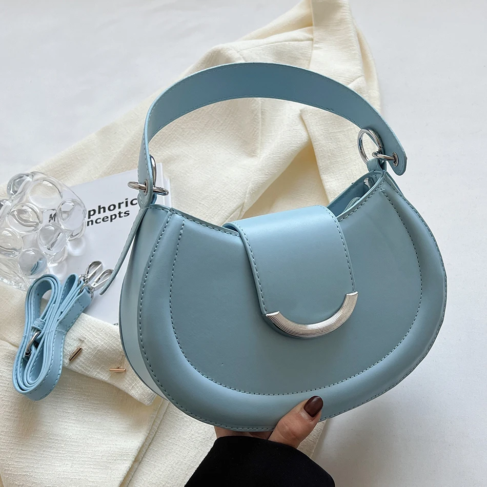 

Light Color Women's Handbags Luxury PU Leahter Shoulder Crossbody Bags 2023 Spring Trend Sky Blue Female Underarm Bag Tote New