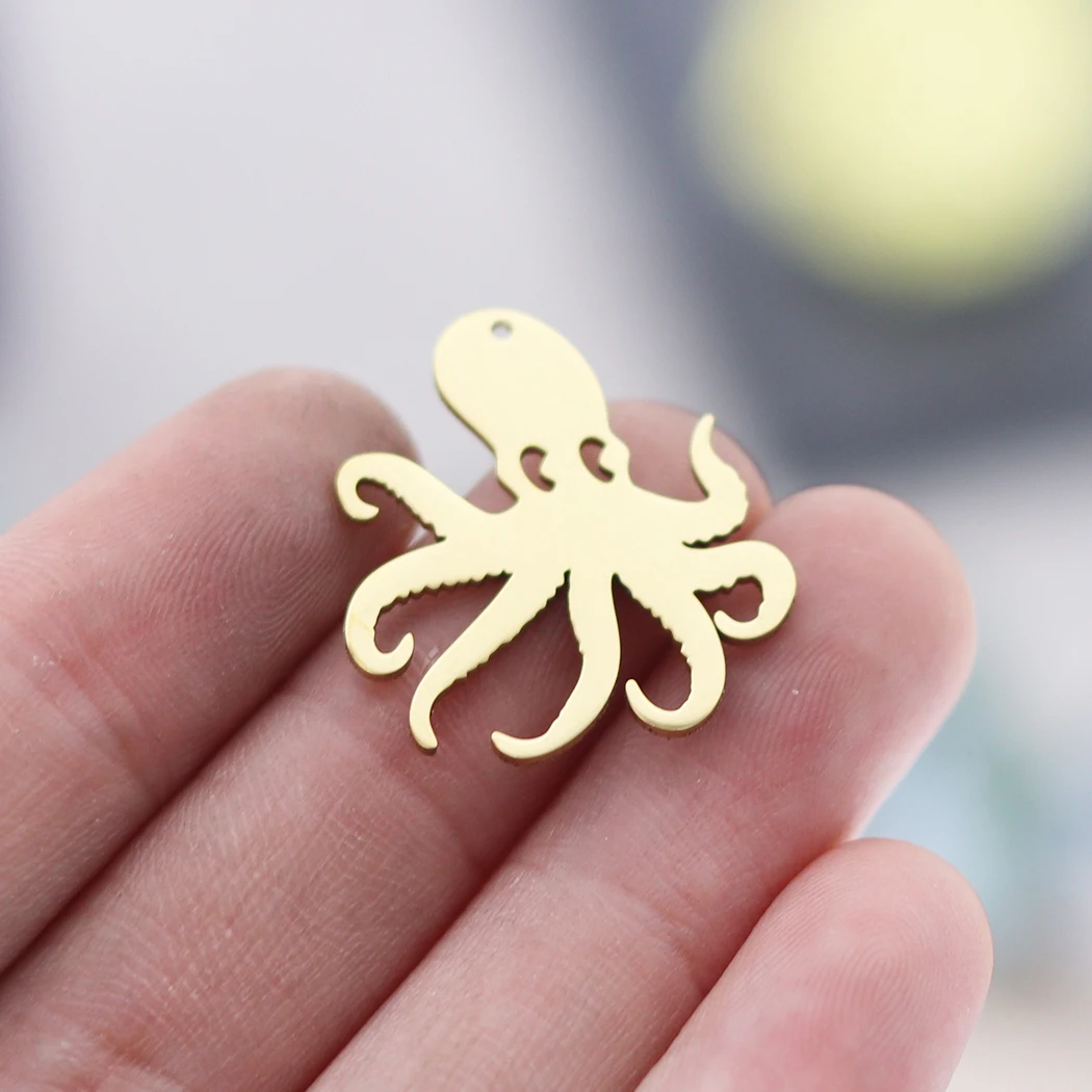 3pcs Octopus Charms Stainless Steel Pendant Charms for Jewelry Making Earring Bracelets DIY Craft Jewelry Sea Animal Supplies