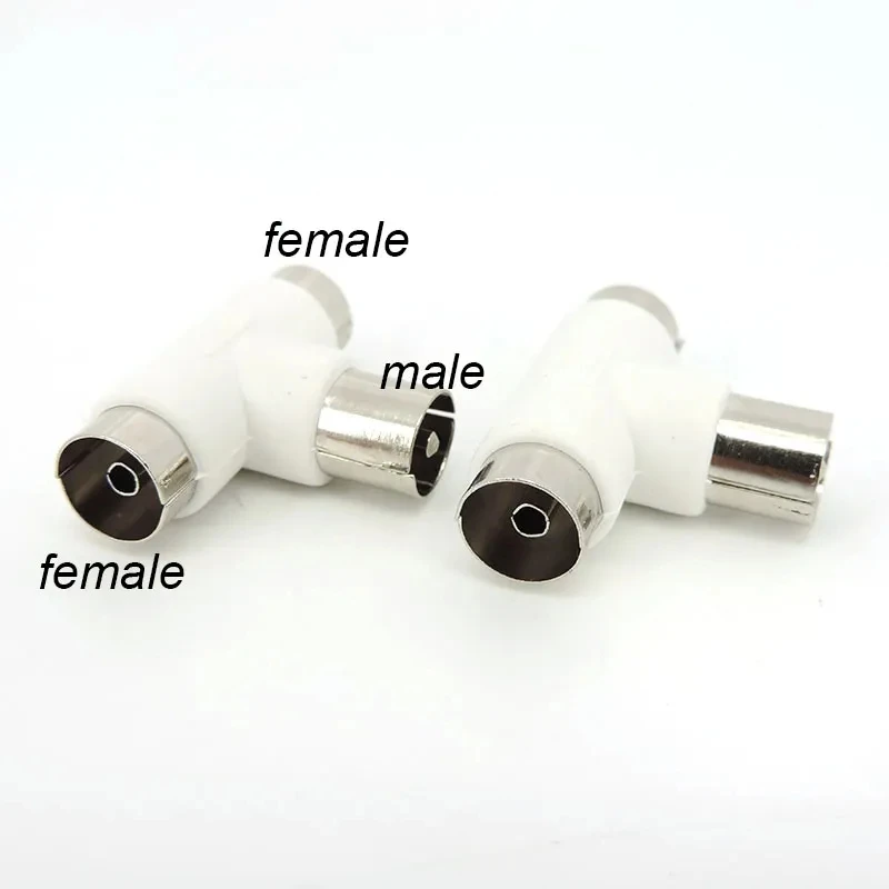 Tee Plug T-Type 2-Way TV Splitter Antenna Coaxial Cable TV Male Plug to 2x Dual Female Jack Antenna Connector Adaptor