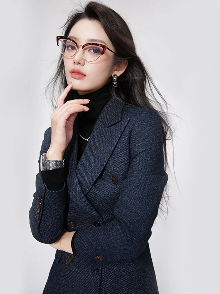 

Olive een Woolen Suit Set for Women Profional Thi Winter OL Two-Piece Set Long Pants Busin Casual Workwear