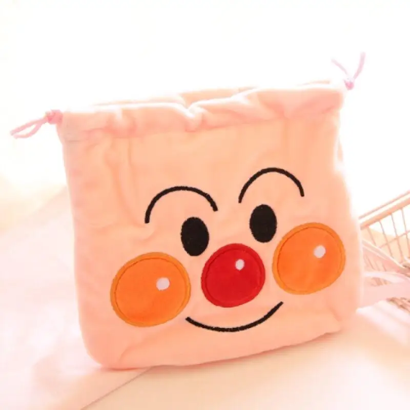 Cartoon Anime Character Anpanman Kawaii Plush Drawstring Storage Bag Portable Friends Makeup Bag Cute Bundle Pocket Supplies