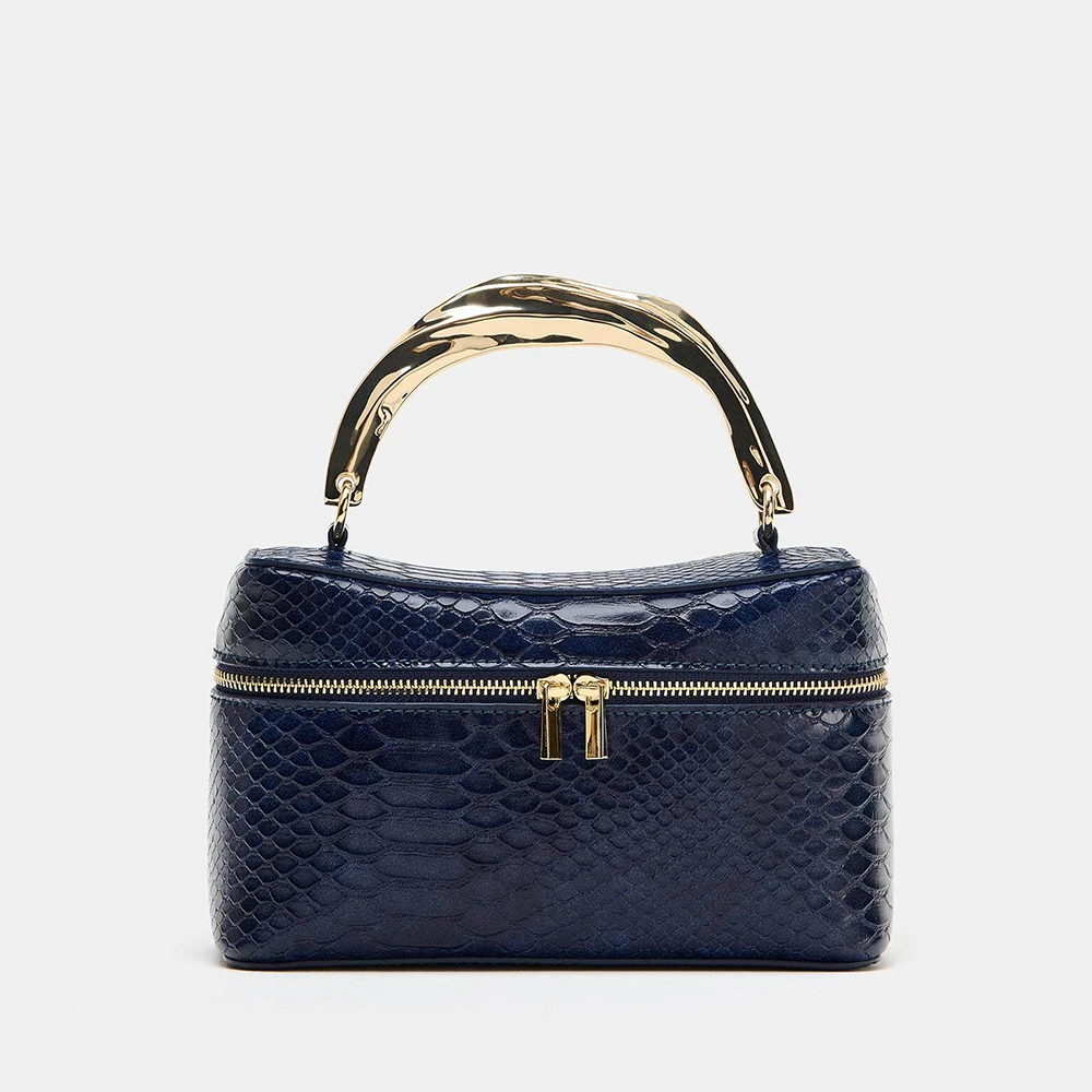 

Luxury Snake Pattern Handbag Fashion Metallic Handle Women's Bag Serpentine Shoulder Crossbody Bags for Women Designer Box Bag