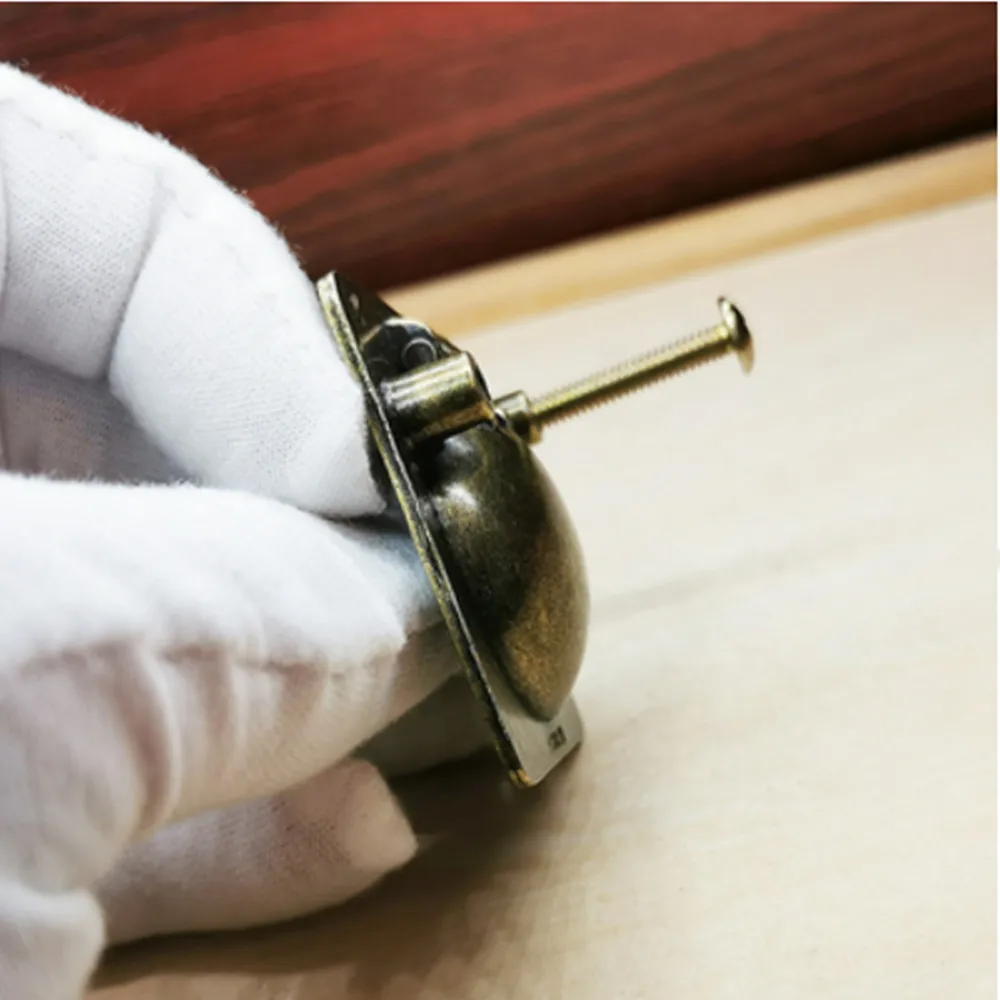 32mm Drawer handle built-in folding square antique bronze knob cabinet door European retro hardware furniture ring handle