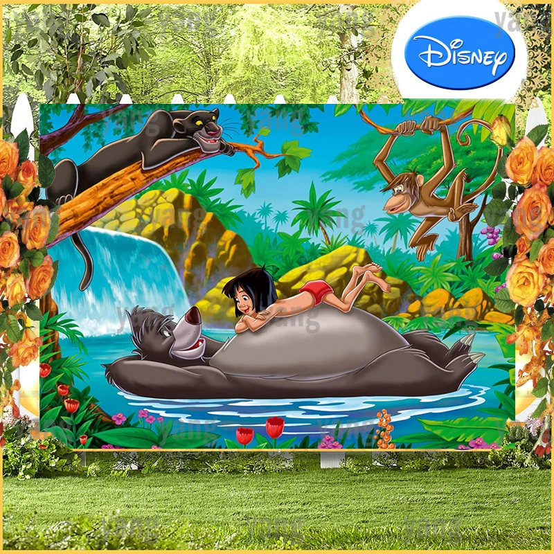 Disney The Jungle Book Mowgli Panthers Custom Cute Cartoon Backdrop Girls Birthday Party Decoration Photography Background