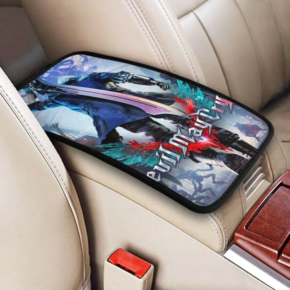 Car Armrest Cover Mat Leather D-Devil May Cry DMC Game Center Console Cover Pad Car Interior Cushion Storage Box Pad Cushion