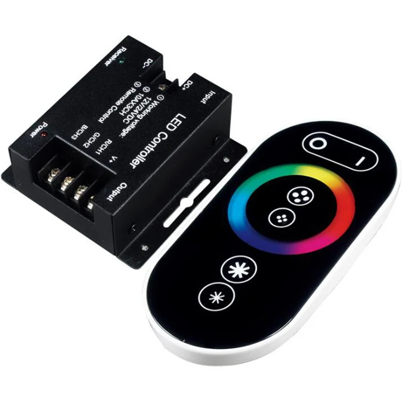 

led RF Remote Control RGB Controller for RGB Strip,10A/channel,DC12V/24V,Touch Panel Dimmer,Max 20m Radius,Built-in 7 Effects