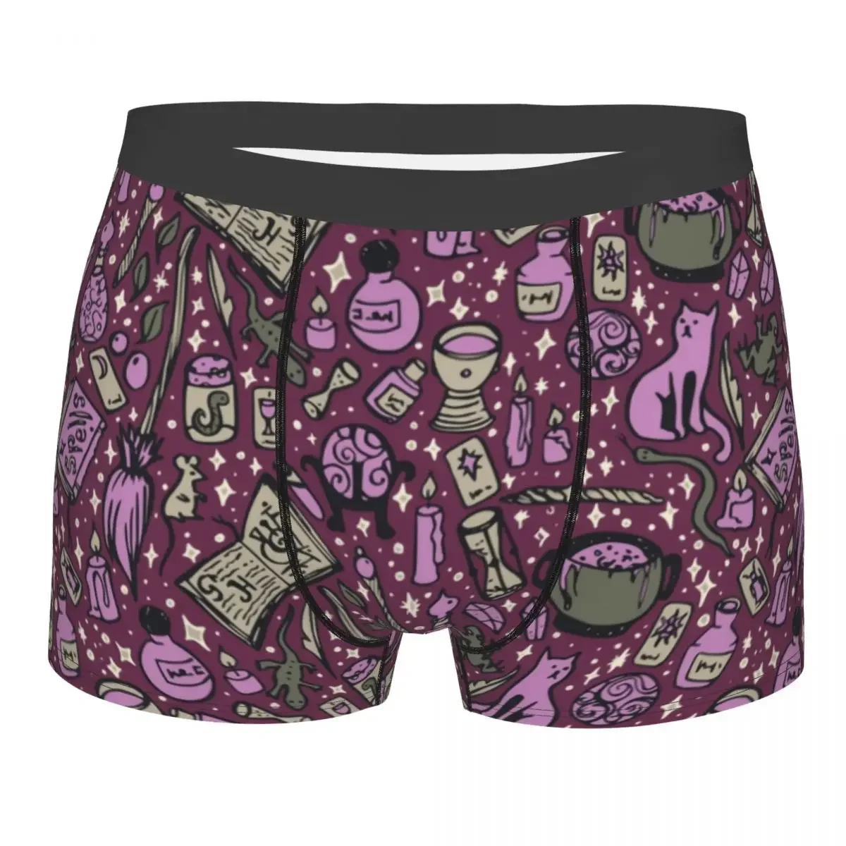 Witchy Things Underwear Men Sexy Print Customized Halloween Spooky Witch Cat Boxer Shorts Panties Briefs Soft Underpants