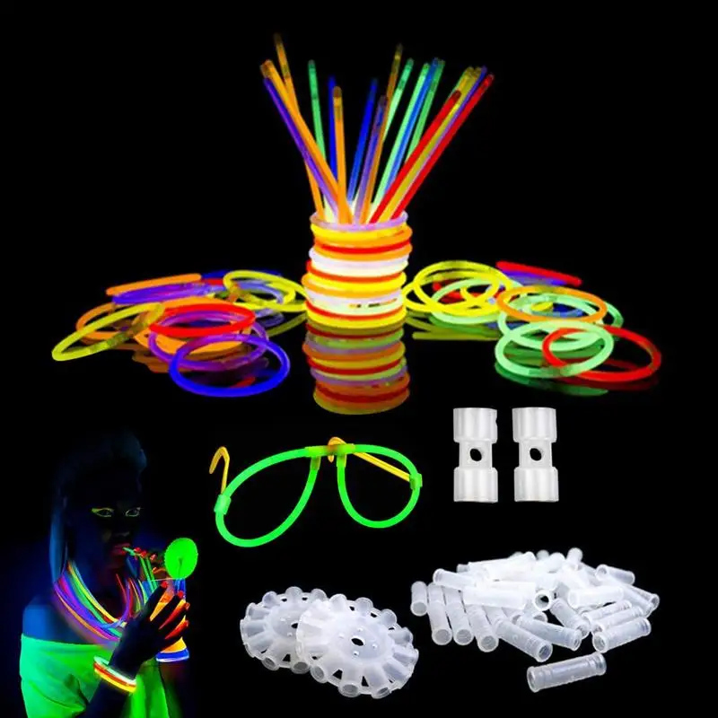 100pcs Glow Sticks Bulk Neon Glow In The Dark Party Supplies Light Up Toys Luminous Birthday Party Decorations Halloween Favors