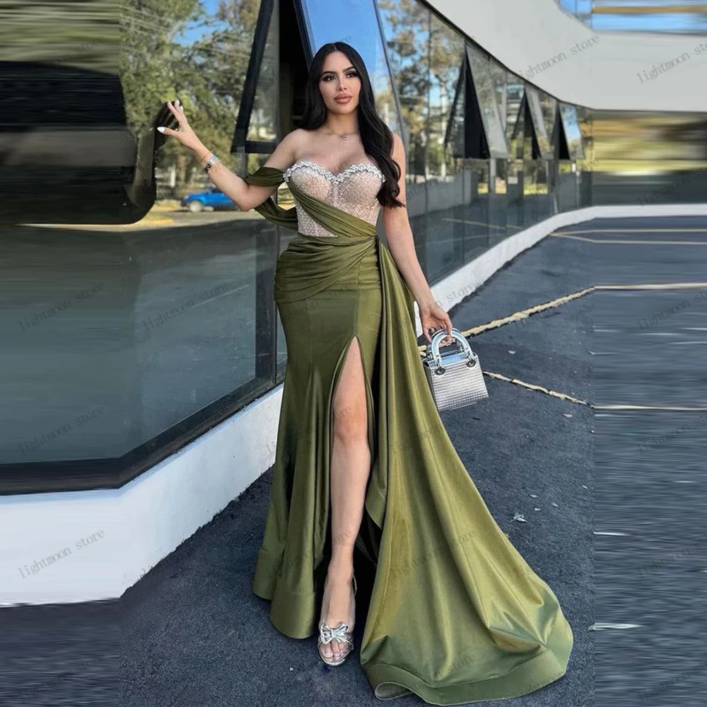 Lindo vestido de noite bonito vestido de baile renda apliques para festa formal sexy alta fenda robes vestidos de gala personalizado 2025