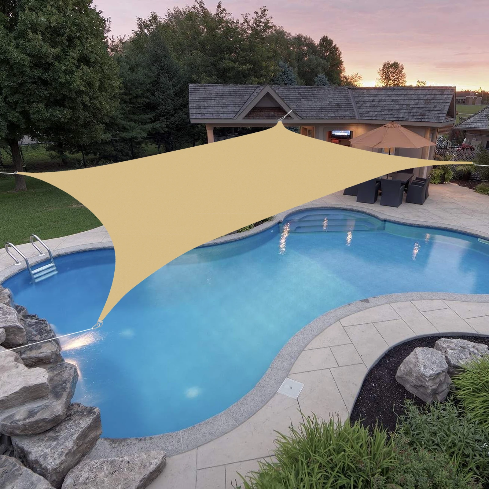 

13.12*19.69ft HDPE Outdoor Sunshade Sail UV Resistance Waterproof Sun Shade Sail Garden Patio Backyard Awning Privacy Screen