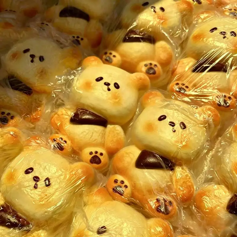 [SU]Cute Bear Bread With Soft Slow Rising Texture And Realistic Baked Look For Stress Relief Gift Home Office Desk Decor[SU]