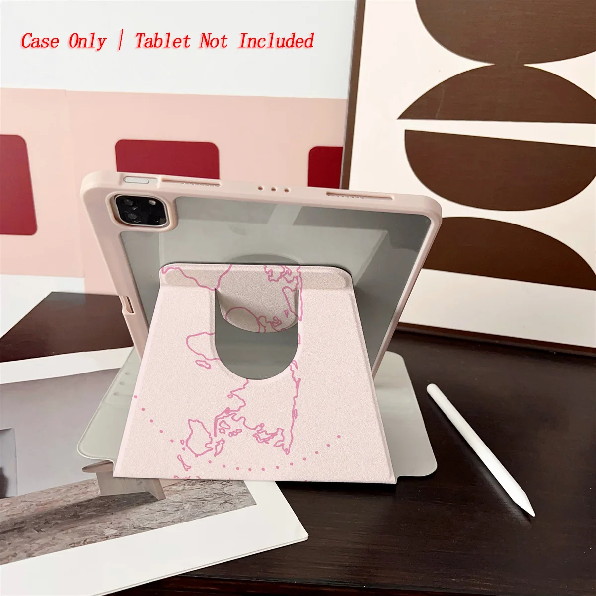 Modne, fantazyjne wzory map w kolorze różowym i małe samoloty - etui na iPada Apple iPad 10. generacji, Pro 11, Air 4, Mini 6 - futerał ochronny