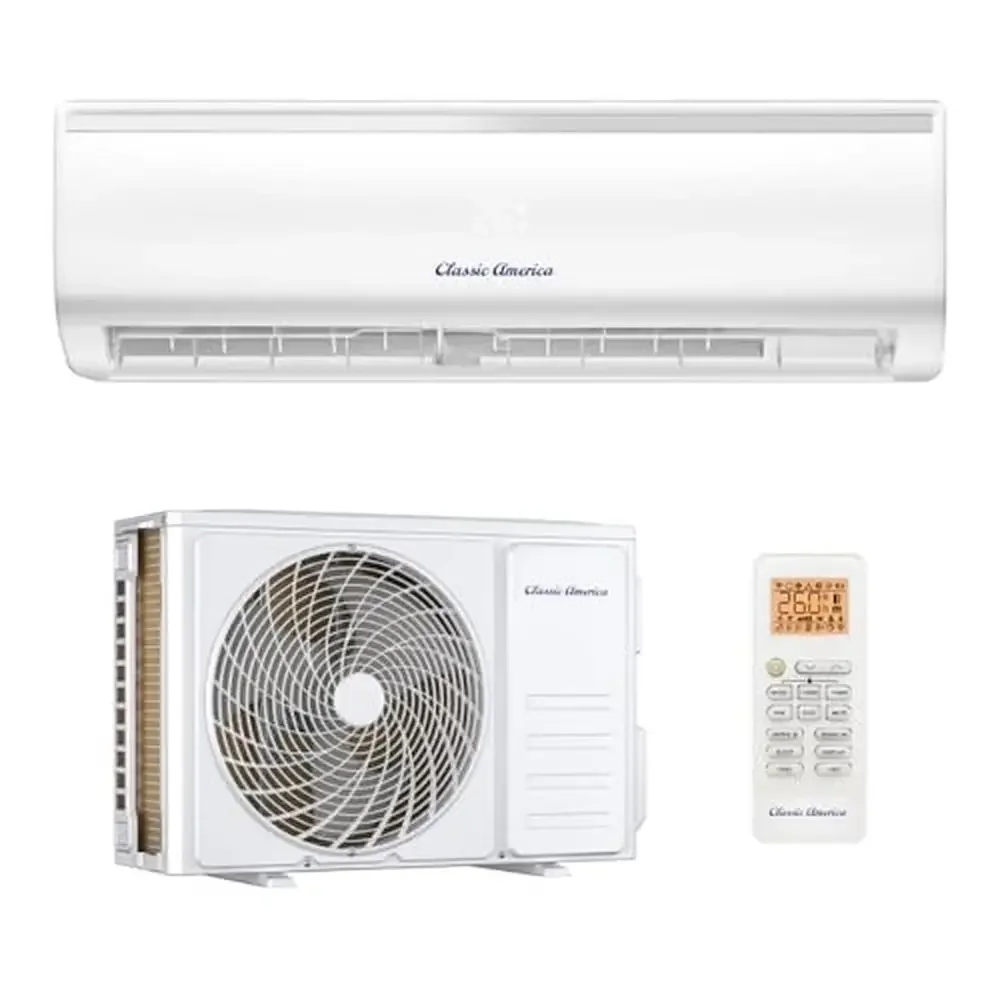 9000 BTU Mini Split AC Heat Pump 450 Sq Ft Coverage WiFi Control Energy Saving Inverter 120VAC 23 SEER2 Toshiba Compressor R410A