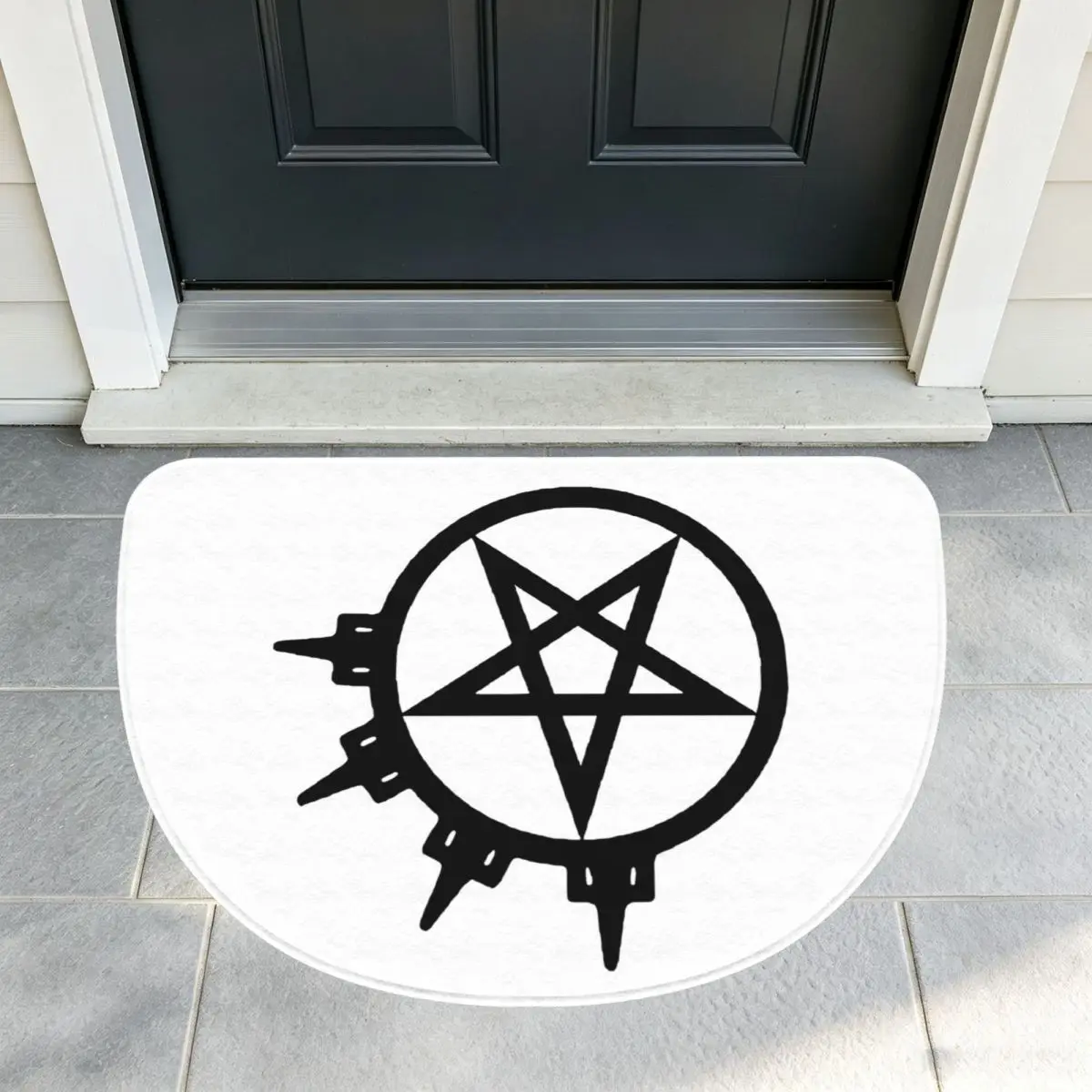 Arch Enemy Soft Flannel Half Round Doormat Non Slip Bathroom Mat Absorbent Floor Carpet for Home Bedroom