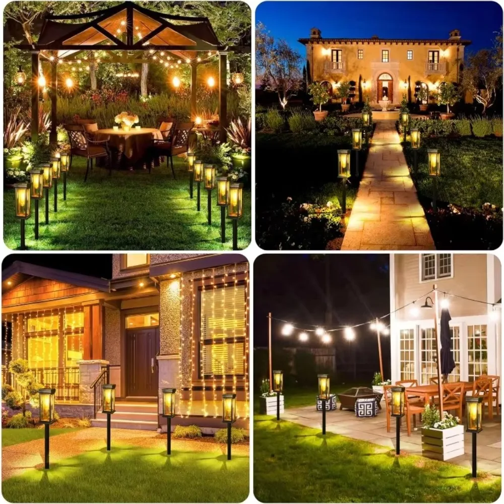Upgraded Solar Panel Lawn Path Lights All Night Lighting Waterproof Outdoor Garden Walkway Yard Decorative Lamp 4Pack 6
