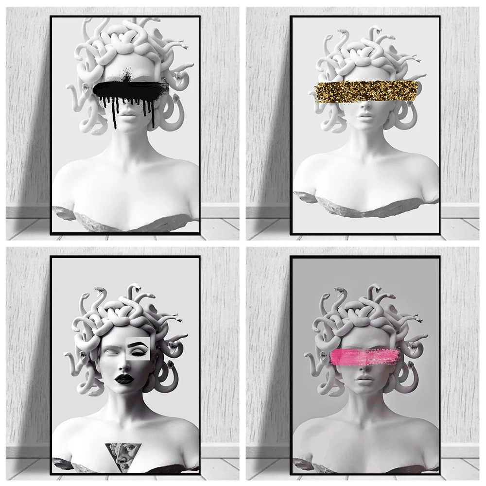 Modern Sculpture Medusa Mythology Greek Legends Poster Prints For Living Room Bedroom Canvas Painting Wall Art Home Decor Gift