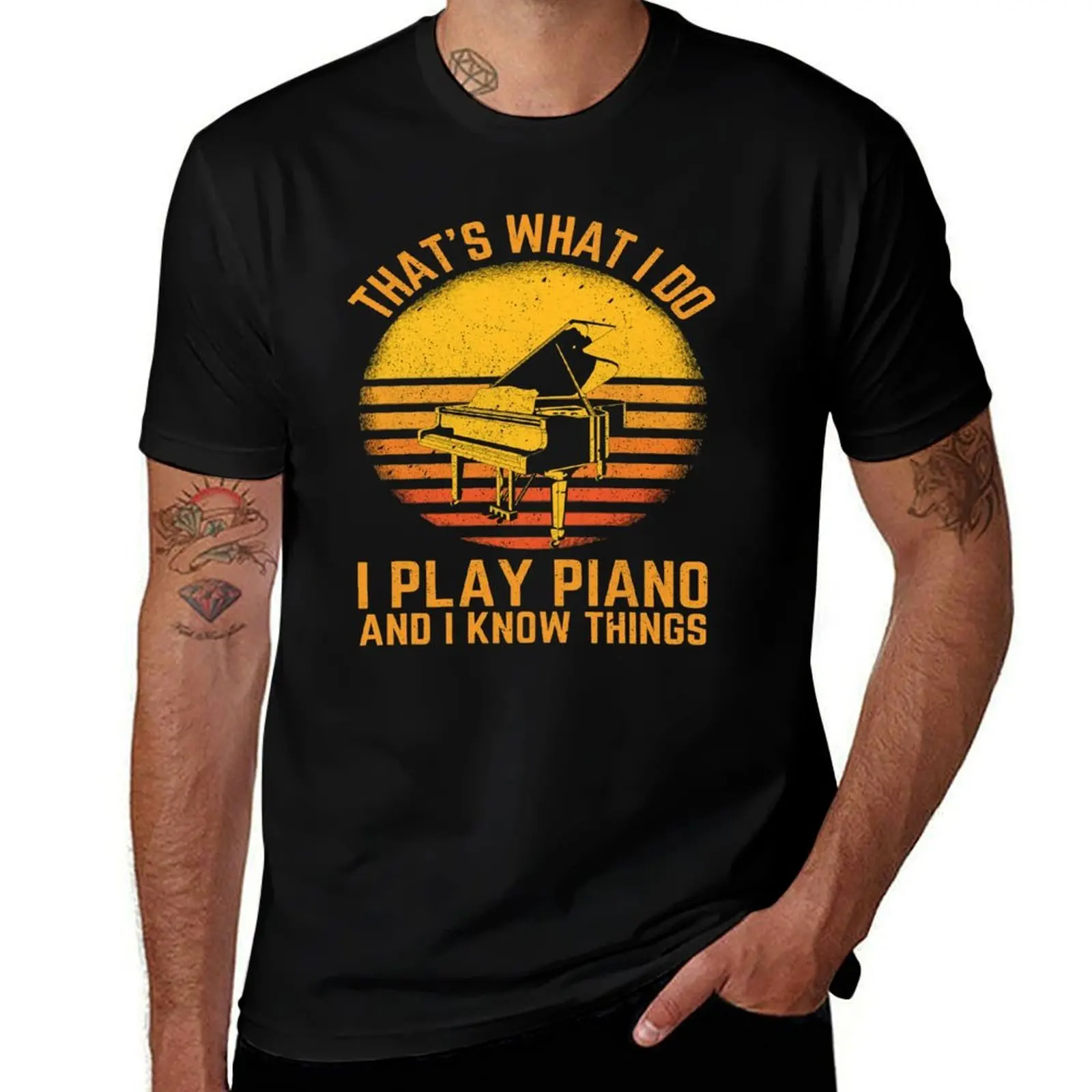 Je joue du piano et je sais des choses T-shirt grande taille décontracté d'été