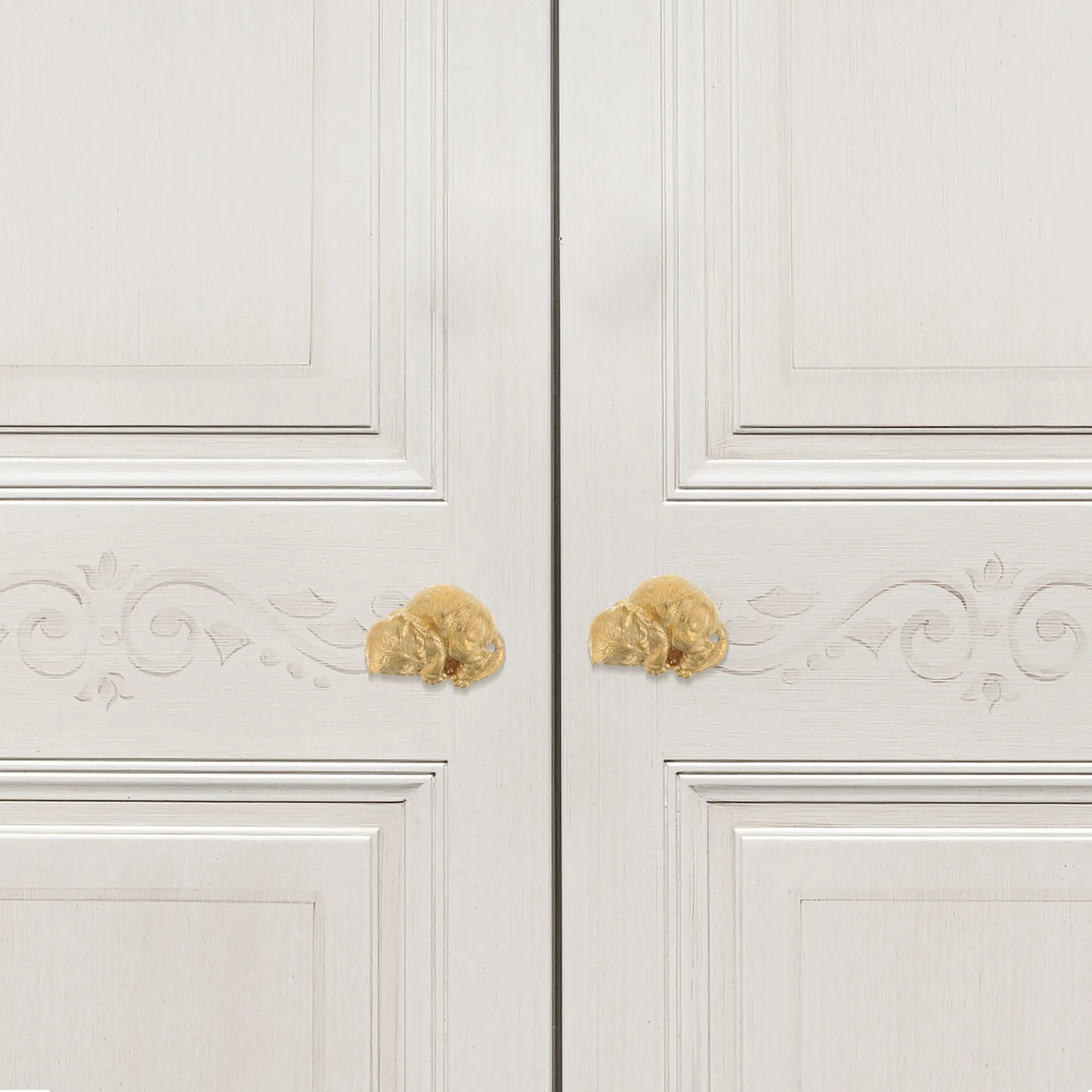 Cat Brass Door Handle Design Decorative Vintage Cabinet Drawer Pulls Elegant Gold Solid Brass Hardware for Home