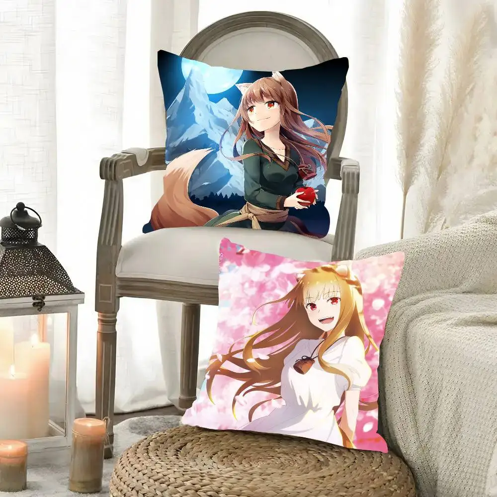 Anime S-Spice And Wolf Pillow Case Fashion Square Pillowcase Bedroom Sofa Room Ins Decoration Leisure
