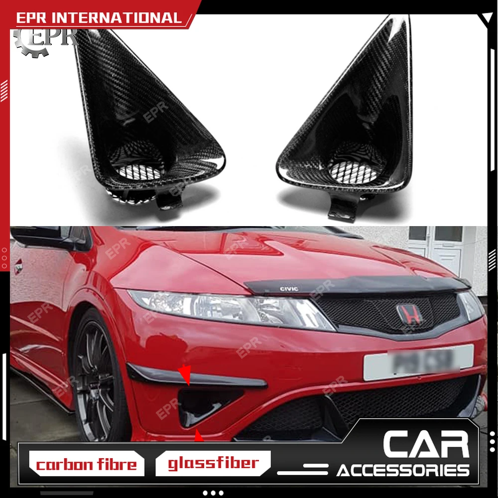 

Carbon Racing For Honda Civic FN2 Type R Carbon Fiber Fog Light Cover Body Kit Trim Glossy Fiber Front Bumper Headlight Cover