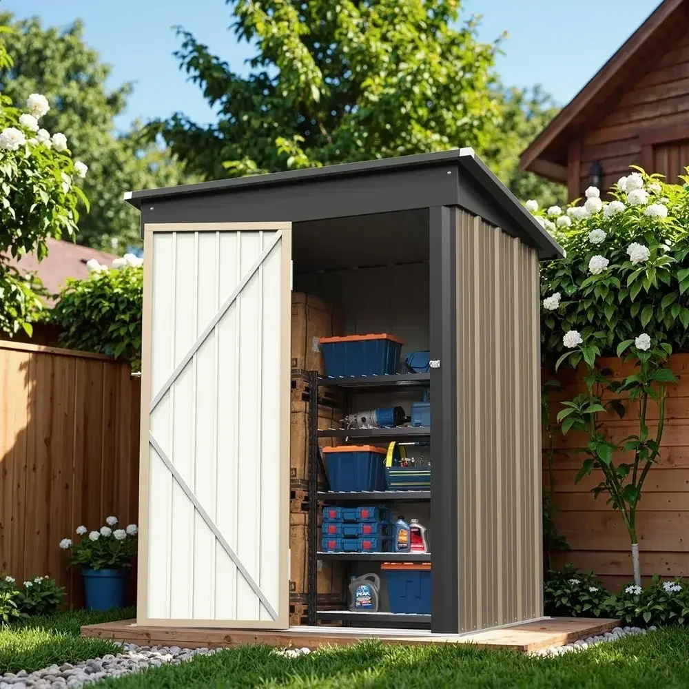 5x3 ft. Durable Metal Utility Shed with Door and Lock for Outdoor Storage and Garden Tools